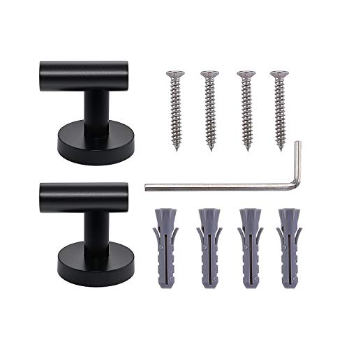 TASTOS Matte Black Bathroom Towel Coat Hook Stainless Steel, 2 Pack Robe Clothes Cabinet Closet Sponges Hooks Holder Round Style Heavy Duty Wall Hook for Bathroom Kitchen Hotel Wall Mounted - color: Matte Black