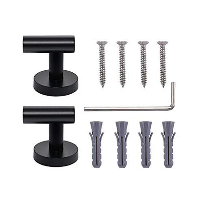 TASTOS Matte Black Bathroom Towel Coat Hook Stainless Steel, 2 Pack Robe Clothes Cabinet Closet Sponges Hooks Holder Round Style Heavy Duty Wall Hook for Bathroom Kitchen Hotel Wall Mounted - color: Matte Black