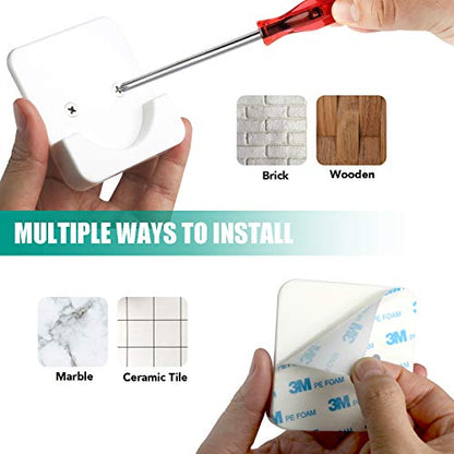 4 Pack Adhesive Shower Tension Rod Holder for Tile | Shower Curtain Rod Retainer for Wall Mount | No Drilling | Stick On | White (Shower Curtain Rod Not Included) - color: White 4-PACK