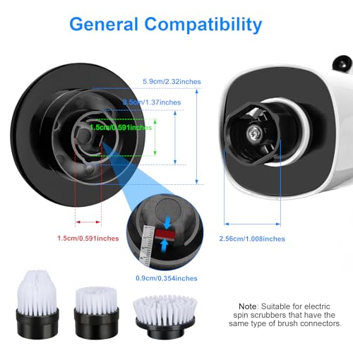 Electric Spin Scrubber Replacement Brush Heads, 7 Pcs Set Suitable for Cordless Power Scrubber, for Bathroom, Kitchen,