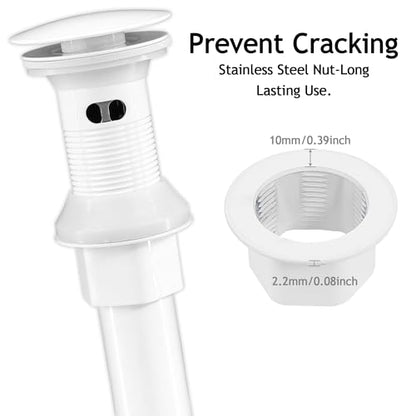 Bathroom Sink Drain,Drain Stopper Bathroom Sink with Overflow,Pop Up Drain Assembly with Detachable Strainer Basket,Built-in Anti-Clogging, Stainless Steel Nut White - color: White-big Cap, style: With Overflow