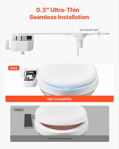 VEVOR Bidet Attachment for Toilet, Hot & Cold Non-Electric Water Sprayer - Dual Retractable Nozzles, Adjustable Water Pressure, 0.3’’ Ultra Thin Bidet Toilet Seat Attachment for Rear and Feminine Wash - style: Cool/Warm Optional - 2 rotary knobs - foldabl