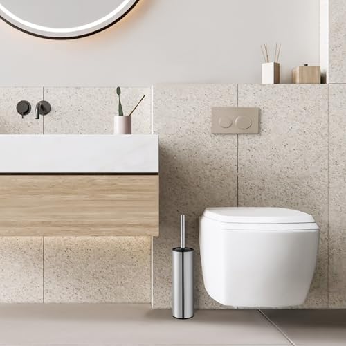 BGL Chrome Toilet Brush and Holder,Stainless Steel Toilet Brushes for Bathroom with Holder - color: Chrome