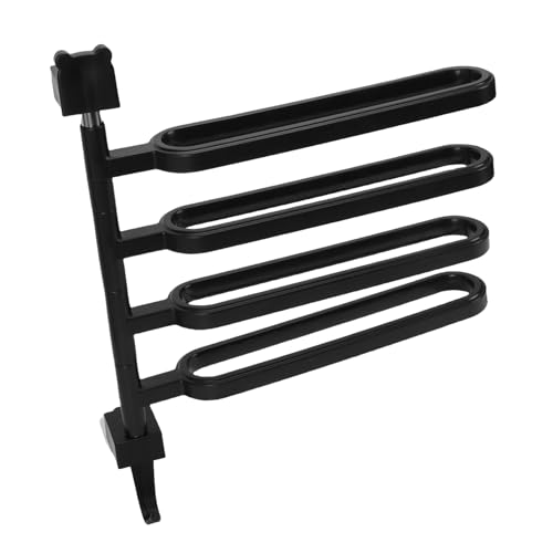 Buachois Swivel Towel Bar, 4 Arm Wall Mounted Rotating Towel Rack Holder with Hooks ABS Black for Bathroom Kitchen Balcony (4 Rods) - color: 4 Rods