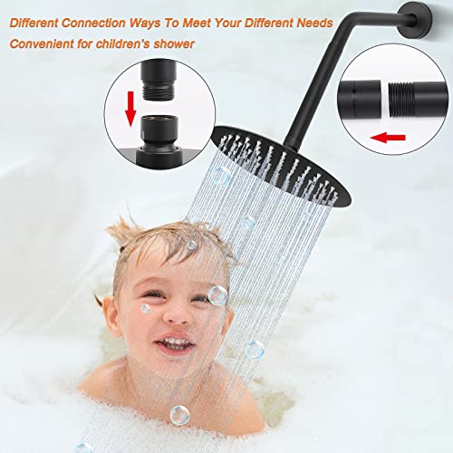 Shower Head Extension Arm, Shower Extender Water Outlet- Lowers Existing, Shower Pipe Extension for Bathroom, Made of Solid Metal Stainless Steel(6 Inch, Matte Black) - color: Matte Black, style: 6 Inch