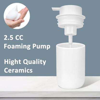 Soap Foaming Dispenser Ceramic with Easy-to-Press Pump Hand Foam Dispenser for Shampoo Bathroom Countertop 13.5 oz - color: Foam-white