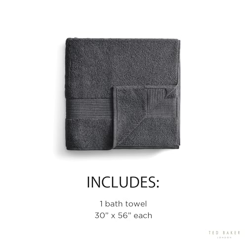Ted Baker Cotton Bath Towel Soft, Highly Absorbent, 30 x 56, Dark Grey 1 Pc - color: Grey, size: Bath Towel - 1 Piece