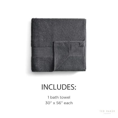 Ted Baker Cotton Bath Towel Soft, Highly Absorbent, 30 x 56, Dark Grey 1 Pc - color: Grey, size: Bath Towel - 1 Piece
