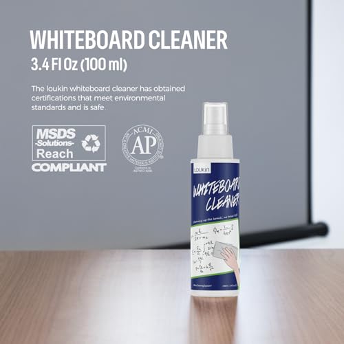 loukin Magnetic Whiteboard Cloth, Thick Microfiber Cloth with Cleaner | 12" x 12", Built-In Strong Magnet, Washable & Reusable, Scratch-Free, Wet & Dry Cleaning, Lint-Free, Multi-Surface Use
