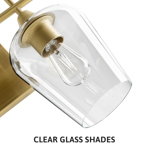 VONLUCE 2 Light Bathroom Vanity Light Fixture,Brushed Gold | Wine Glass Shades, E26 Sockets, Easy to install, Vanity Lights for Bathroom Bedroom Hallway Living Room - color: Gold, size: 2-Light
