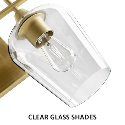 VONLUCE 2 Light Bathroom Vanity Light Fixture,Brushed Gold | Wine Glass Shades, E26 Sockets, Easy to install, Vanity Lights for Bathroom Bedroom Hallway Living Room - color: Gold, size: 2-Light