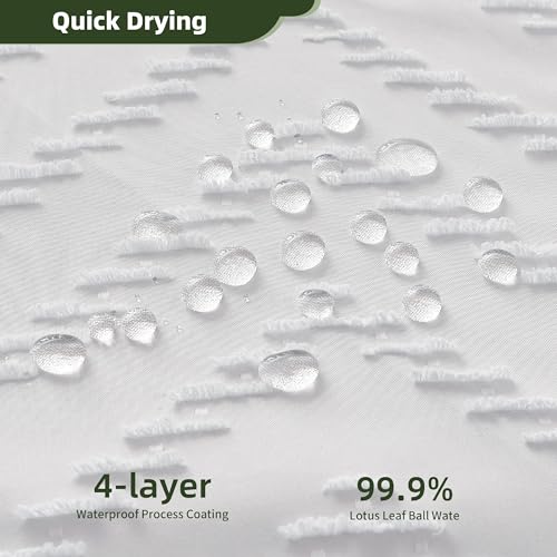 Siiluminisoy Extra Long Shower Curtains 72 x 84 Inches Tufted Chevron White Shower Curtains Fabric for Bathroom Modern Shabby Chic Waterproof Cloth Shower Curtain - color: A White, size: 72"W x 84"L (Pack of 1)