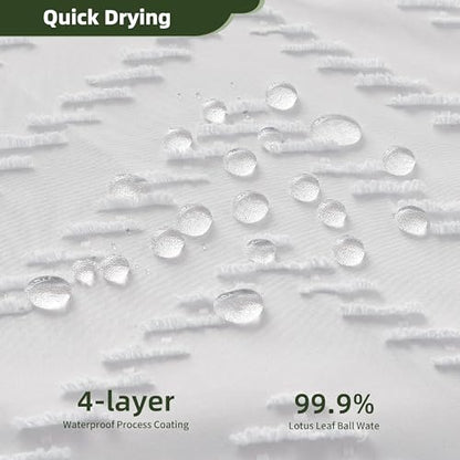 Siiluminisoy Extra Long Shower Curtains 72 x 84 Inches Tufted Chevron White Shower Curtains Fabric for Bathroom Modern Shabby Chic Waterproof Cloth Shower Curtain - color: A White, size: 72"W x 84"L (Pack of 1)