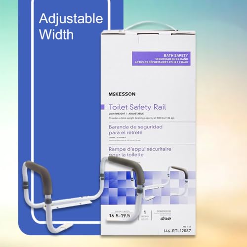 McKesson White Steel Toilet Safety Rail, 2 ct | up to 300 lbs - size: 16-1/2 to 19-1/2 Inch Width (2 ct)