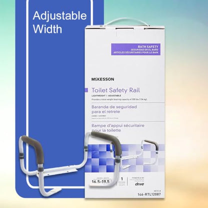 McKesson White Steel Toilet Safety Rail, 1 ct | up to 300 lbs - size: 16-1/2 to 19-1/2 Inch Width (1 ct)