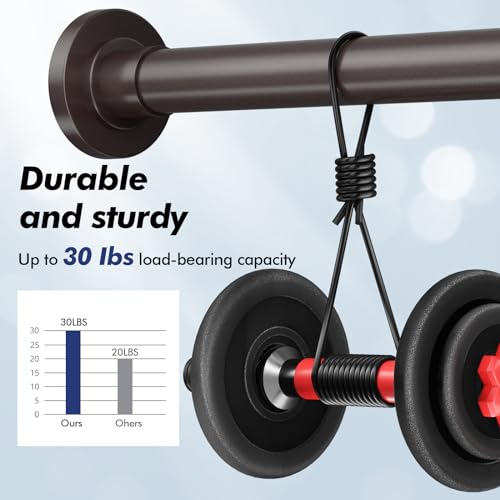 Bronze Shower Curtain Rod Tension 30 to 92 Inch,1 Inch Diameter Adjustable Tension Curtain Rod No Drilling,Shower Rods for Bathroom,No Rust - color: Bronze, size: 30" to 92"