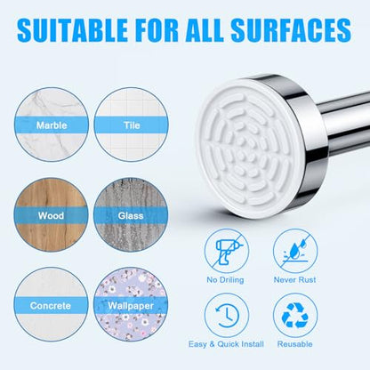 TEECK 2 Pack Shower Curtain Rod, 32-43 inch Adjustable Spring Tension Curtain Rod, Never Rust Anti-Slip Shower Curtain Rod for Bathroom, No Drilling, Never Collapse, Easy to Use, Silver - color: Silver, size: 32-43 Inches|2 pcs