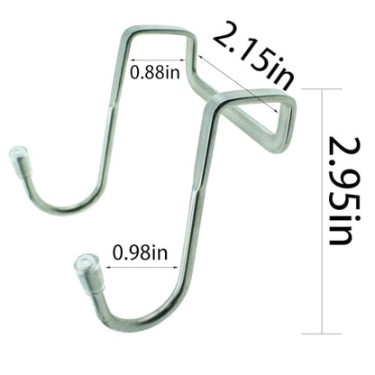 TAODAN 2PCS SUS 304 Stainless Steel Double S Hook Heavy Duty Adjustable Shower Door Cabinet Towel Hook Storage Hook Suitable for Towel Coat Bathrobes Umbrella Rack