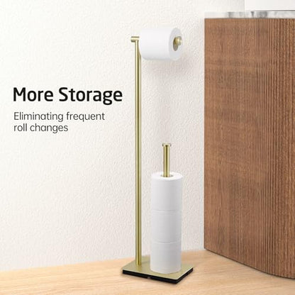 KES Free Standing Bathroom Toilet Paper Roll Holder with Storage | Toilet Paper Holder Stand with Weighted Base, SUS304 Stainless Steel Brushed Gold, BPH286S1B-BZ - color: Brushed Gold