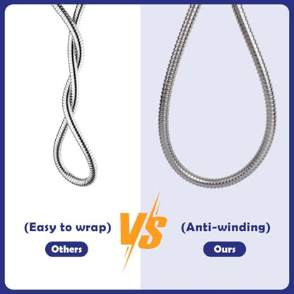 98" Brushed Nickel Shower Hose Replacement Handheld Kink Free Stainless Steel Shower Head Wand Hose Extension Extra Long with Brass Insert and Nut, Durable & Flexible for Pet Bathing Cleaning - color: Brushed Nickel, size: 98 Inches