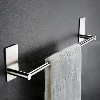 Self Adhesive 16-Inch Bathroom Towel Bar Brushed SUS 304 Stainless Steel Bath Wall Shelf Rack Hanging Towel Stick On Sticky Hanger