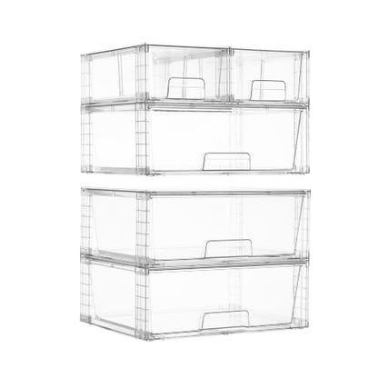 Vtopmart Clear Stackable Storage Drawers, 5 Pack Wide Storage Set | Wide and Small Pull-Out PET Drawers Designed for Large and Small Item Sorting, Cabinets, Closets, Pantry - style: 3 Wide+2 Small