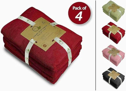Luxury Bath Towels Set of 4 (27” x 54”) | Towels for Bathroom | Super Soft | Highly Absorbent Towels for Home, Spa, Gym (Burgundy) - color: Burgundy