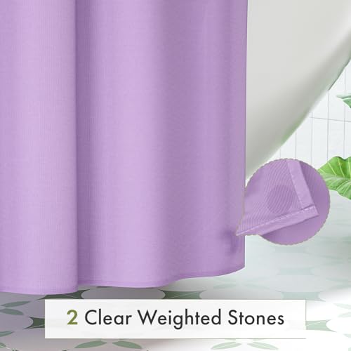 Lavender Purple Shower Liner Cloth Waterproof, Soft Shower Curtain Liner Fabric with Weighted Stones, Washable Shower Curtain and Liner 2-in-1, 120G Heavy Duty, 12 Grommet Holes, 72 x 72 Inches - color: Lavender Purple, size: 72"W x 72"L (Pack of 1)
