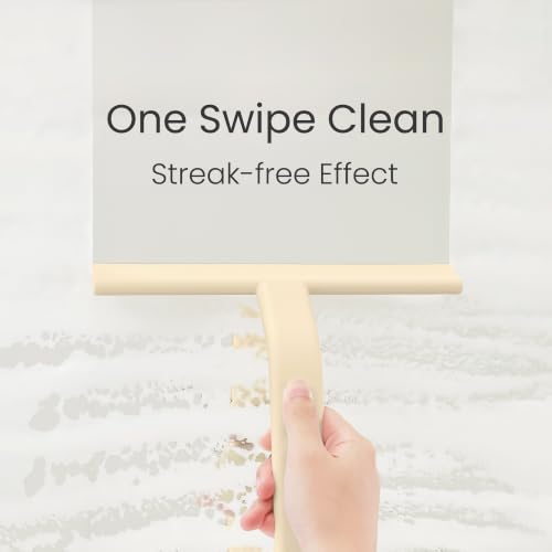 JustHang Shower Squeegee with Built-in Hook, 10'' Sand Beige | Award-Winning Design, All-One-Piece Soft-Touch Silicone, for Glass Door, Bathroom, Window, Mirror, Tile Wall, Car - color: Sand Beige