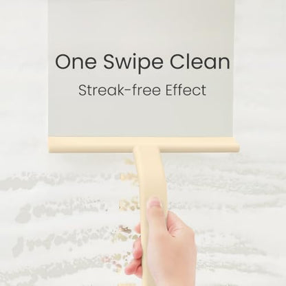JustHang Shower Squeegee with Built-in Hook, 10'' Sand Beige | Award-Winning Design, All-One-Piece Soft-Touch Silicone, for Glass Door, Bathroom, Window, Mirror, Tile Wall, Car - color: Sand Beige
