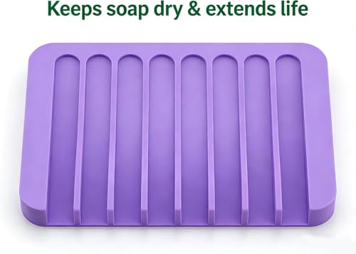4PCS Self Draining Soap Holder Rack, Advanced Silicone Soap Dish Tray, Waterfall Drain, Suitable for Bathrooms, Kitchens, and Bathtubs, Extending Soap Life, Keeping Soap Bars Dry and Easy to Clean