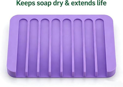 4PCS Self Draining Soap Holder Rack, Advanced Silicone Soap Dish Tray, Waterfall Drain, Suitable for Bathrooms, Kitchens, and Bathtubs, Extending Soap Life, Keeping Soap Bars Dry and Easy to Clean