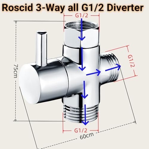 Sink Faucet Switch Valve Brass 3-Way Diverter Splitter G1/2 Adaptor - color: Metal Sliver