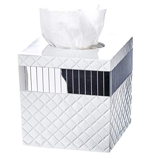 Creative Scents Quilted Mirror 6 Piece Bathroom Accessories Set | Includes Trash can, Tissue Box Cover, Soap Dispenser, Toothbrush Holder, Tumbler Cup & Soap Dish - style: 6 Piece Set