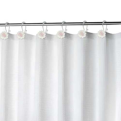 Flower Decorative Shower Curtain Hooks12pcs Shower Curtain Rings Rust Proof Double Glide Shower Curtain Hooks Shower Curtain Rings for Bathroom and Living Room