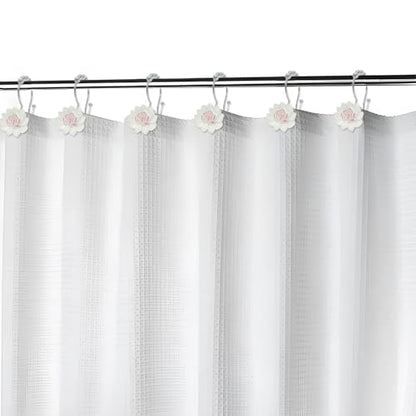Flower Decorative Shower Curtain Hooks12pcs Shower Curtain Rings Rust Proof Double Glide Shower Curtain Hooks Shower Curtain Rings for Bathroom and Living Room