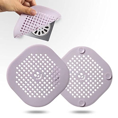 2 Pack Drain Hair Catcher Silicone Drain Cover Hair Stopper with Suction Cup for Shower Kitchen Bathroom Light Purple - color: Purple Light