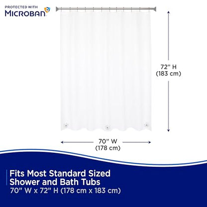 Kenney MB61122PK2 Microban Protected Lightweight 2.8 Gauge Waterproof PEVA Shower Curtain Liner with Durable Eyelet Hang Holes and Weighted Magnetic Hem for Bathroom, 70" W x 72" H, Clear, 2-Pack - color: Clear