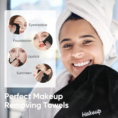 UNIMADE Makeup Remover Cloth, 48 Pack Black Facial Wash Cloths | Soft Coral Fleece Microfiber Towel for Face, Hand, and Bathroom(13" x 13") - size: 48 Pack