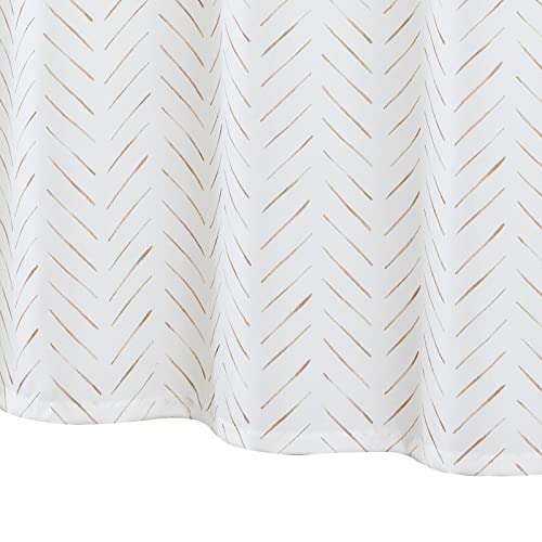 jinchan Taupe and White Shower Curtain Inky Herringbone Chevron Zig Zag Waterproof Fabric Modern Farmhouse Shower Curtains for Bathroom with 12 Hooks 70x72 Inches - color: Inky Taupe, size: 70"W x 72"L (Pack of 1)