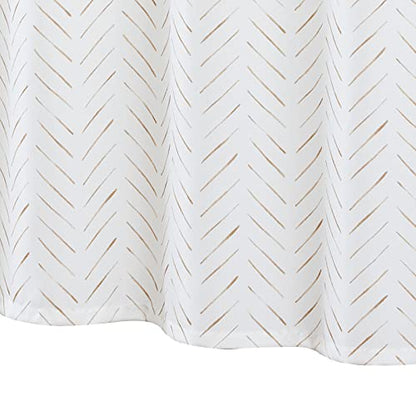 jinchan Taupe and White Shower Curtain Inky Herringbone Chevron Zig Zag Waterproof Fabric Modern Farmhouse Shower Curtains for Bathroom with 12 Hooks 70x72 Inches - color: Inky Taupe, size: 70"W x 72"L (Pack of 1)