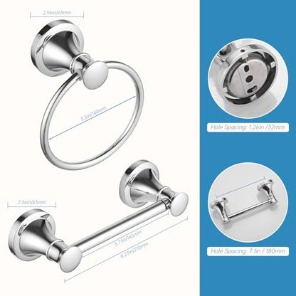 RUMOSE Pivoting Toilet Paper Holder and Hand Towel Ring, Polished Chrome | Wall Mount, Bathroom Hardware Accessories 2 PCS Set, Toilet Tissue Roll Holder & Towel Hanger, Rustproof, Stainless Steel - color: Polished Chrome