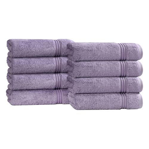 Superior Egyptian Cotton 8-Piece Hand Towel Set, Towel Basics For Quick Dry, Absorbent Small Towels, Facial, Spa, Kitchen, Bathroom Essentials, Apartment, Guest Bath, Soft, Washcloth, Royal Purple - color: Royal Purple, size: Hand Towel (8-Pack)