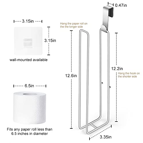 Bathroom Toilet Paper Roll Holder for 3 Roll Tissue, Brushed Nickel,Over The Tank Toilet Paper Holder,Self Adhesive Toilet Paper Holder Storage Wall Mount,Stainless Steel Toliet Paper Holder（1 Pcs） | Brushed Nickel,Over The Tank Toilet Paper Holder,Self A