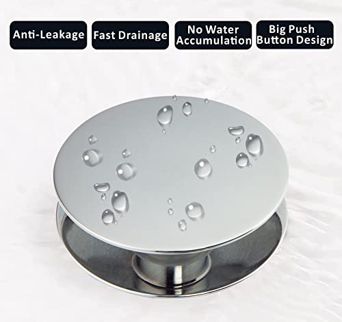 Universal Bathroom Sink Drain Stopper, Fits Most Pop-Up Drains for Vessel Sink Lavatory Vanity, Sink Drain Strainer with Detachable Hair Catcher, Tested by Plumber in US (Chrome Plated) - color: Chrome Plated
