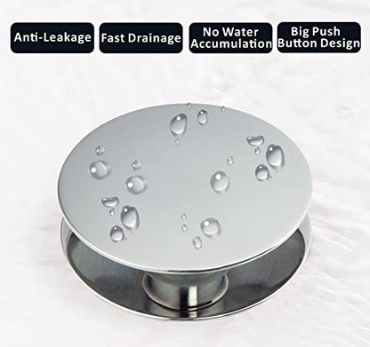 Universal Bathroom Sink Drain Stopper, Fits Most Pop-Up Drains for Vessel Sink Lavatory Vanity, Sink Drain Strainer with Detachable Hair Catcher, Tested by Plumber in US (Chrome Plated) - color: Chrome Plated