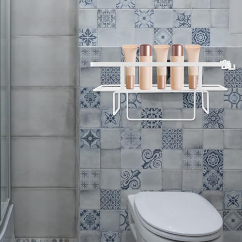 Cabilock Toilet Storage Rack Space-Saving Bathroom Organizer Multi-Functional Iron Shelf for Toiletries Easy Installation Above Toilet White Finish for Bathroom and Kitchen Use