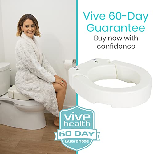 Vive Raised Toilet Seat (Elongated, Adds 3.5 Inches) - Elevated Toilet Seat Riser & Extender for Seniors & Handicap - High Rise Toilet Extension for Elderly - Portable Commode Toilet Booster for Adult | Riser & Extender for Seniors & Handicap - High Rise