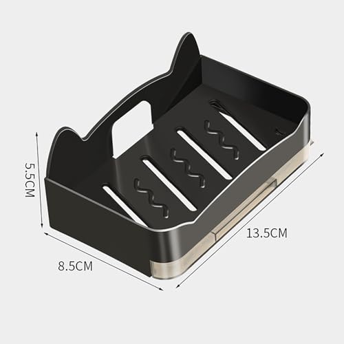 Cat Modeling Wall Mounted Holder, Drainage Dish for Bathroom with Cute Design, Sturdy Plastic Material, Practical Usage (Black) - color: Black