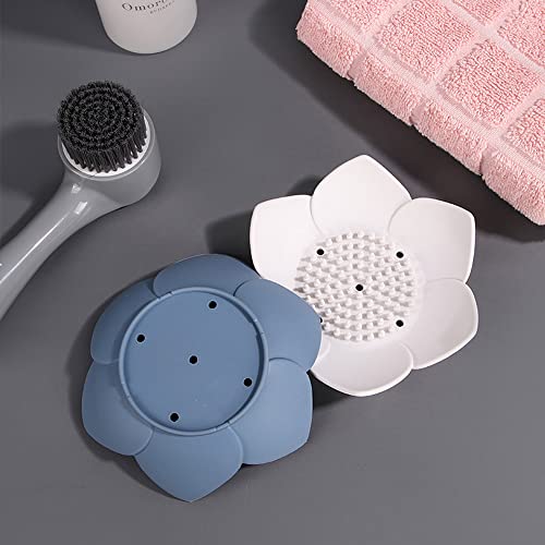 4 Pack Silicone Soap Tray Dishes Soap Holder Saver Draining Bathroom Shower Sink Bathtub - color: 4 Pack, White,grey,pink,blue